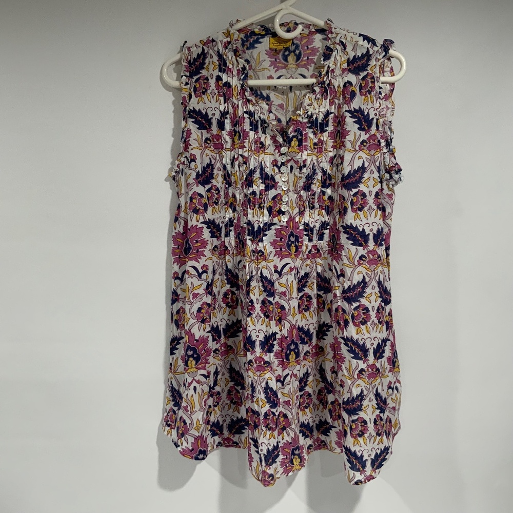 Roberta Roller Rabbit sleeveless Floral tunic blouse Top